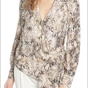 SOLD NWT Leith asymmetrical snake skin wrap blouse